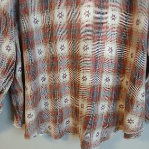 Ivy Jane Multicolor Plaid Shirt Pearl Snap Balloon Sleeves Size Large Western - Picture 7 of 12